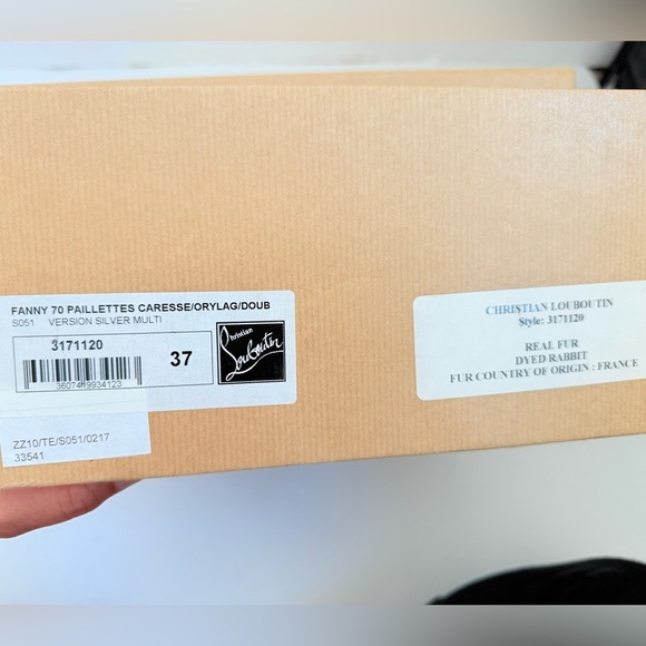 Christian Louboutin Paillettes Fanny 70 Pink Rabbit Fur Heel Combat Boots EU 37 - Picture 12 of 12